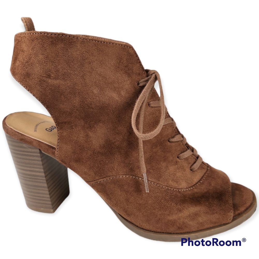 Gap Cognac Boho Hippie Festival Open Toe Suede Ankle Boots Size 8
